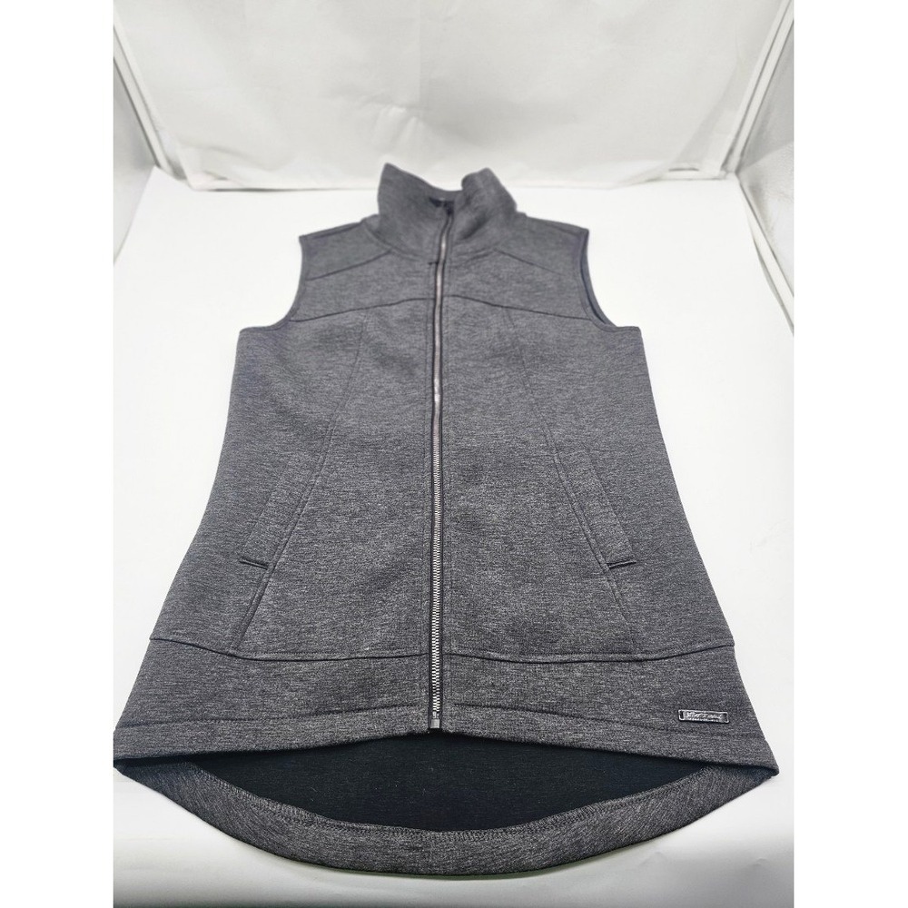 Betsey Johnson Performance Vest Women Small Gray Zip High Low Hem
